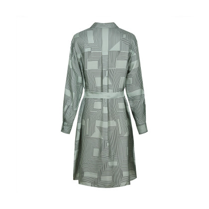 艾米尔女装2022春夏新款女士衬衫连衣裙时尚高级感条纹印花