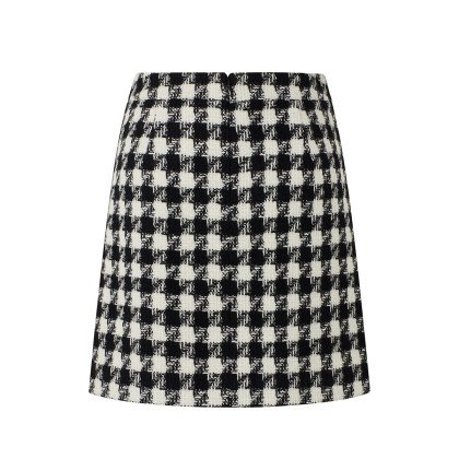 hazzys哈吉斯秋季新款半身裙女黑白格子时尚半身裙