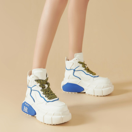 hr赫莲娜女鞋潮百搭小白鞋女时尚高帮休闲鞋