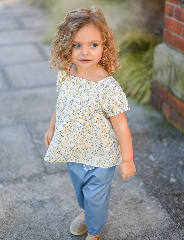 英国女童司马克衬衫碎花短袖春夏款纯棉小衫儿童上衣