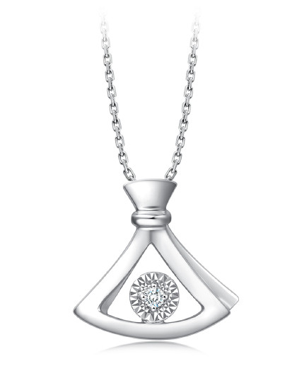 ptg&w系列裙摆pt950铂金钻石吊坠