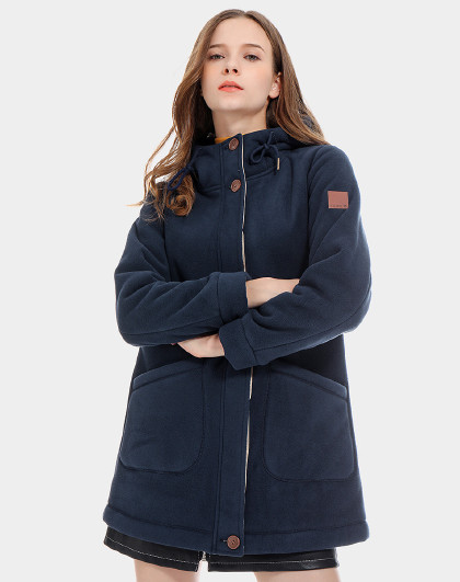 长款开衫连帽抓绒衣女外套加绒保暖休闲抓绒外套连帽开衫外套