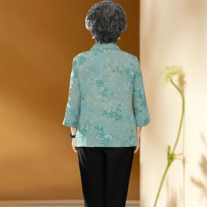 春秋奶奶上衣 裤子两件套老人妈妈装时尚休闲套装女