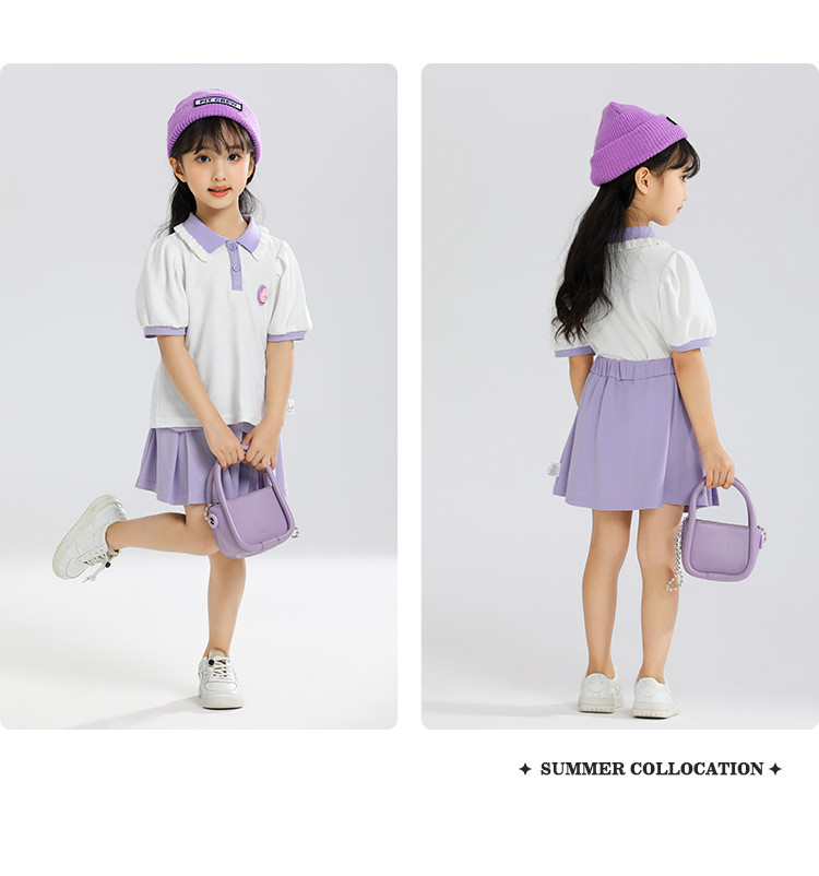 女童百褶裙套装夏季幼儿园礼服甜美小女孩短袖短裙两件套儿童夏装
