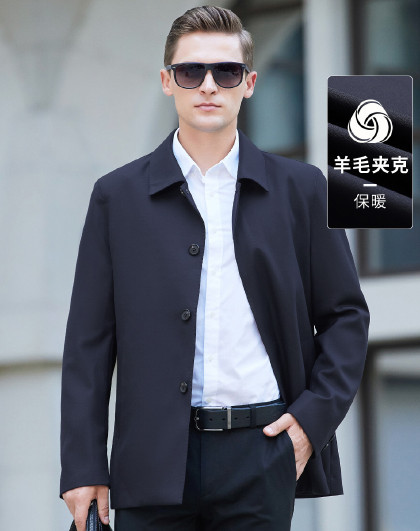 【50%绵羊毛&防风保暖】23秋冬男士立领休闲夹克外套男