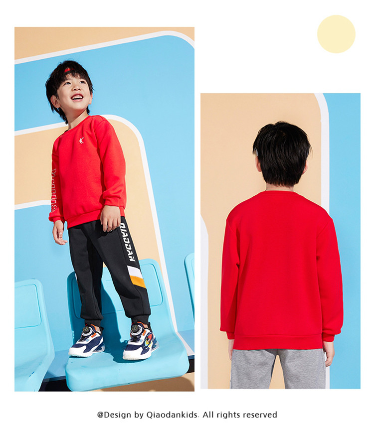 qiaodan男童卫衣儿童上衣春秋童装中大童运动套头衫春装