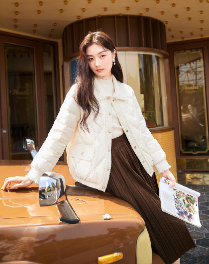 【精选好物】女式商务简约利落中长款西装领鹅绒保暖羽绒服