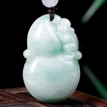 【精选新品】a货翡翠飘绿葫芦糯种翡翠吊坠 附证书