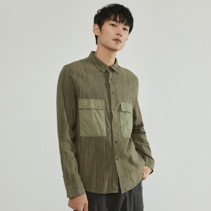 流石rs男装品牌衬衫男士新款春夏季亚麻舒适透气男生长袖衬衣上衣