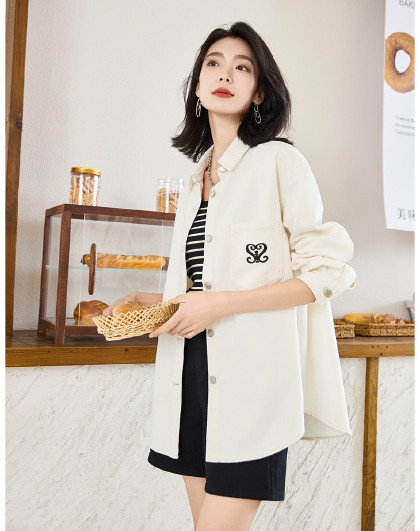 新中式改良提花短袖衬衫女夏季国风盘扣珍珠短款上衣