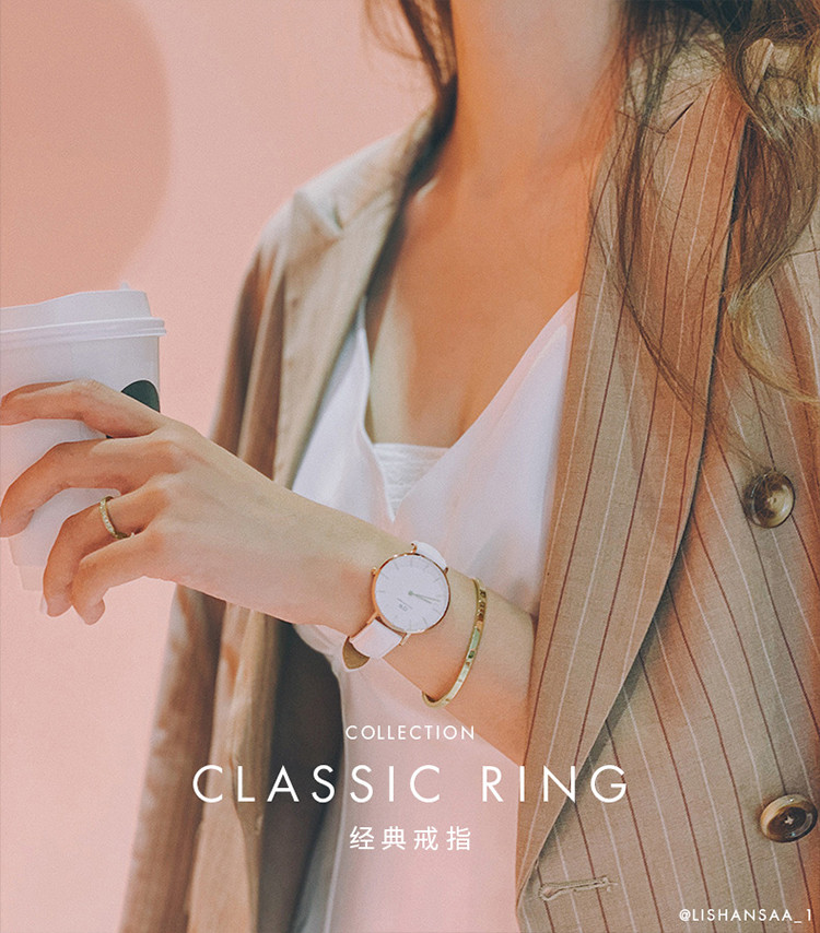 dw对戒|情侣简约金色男女戒指对戒礼盒时尚轻奢送礼情人节礼物