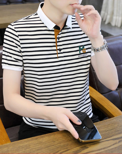 【含桑蚕丝】男士polo衫短袖撞色polo衫男短袖t恤上衣男
