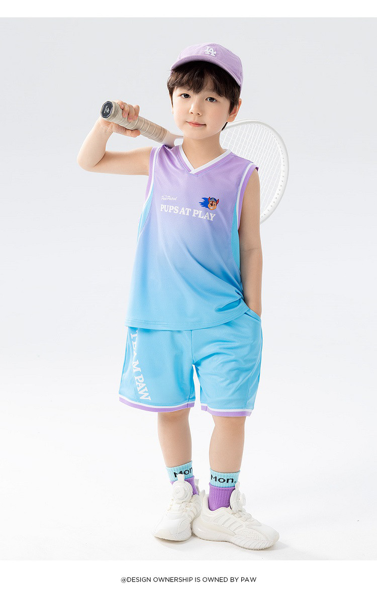 汪汪队儿童背心套装2024夏季男童运动休闲篮球服无袖上衣裤子