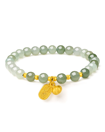 小福龙黄金手绳串珠足金手链转运珠5d硬金珐琅礼物女可爱