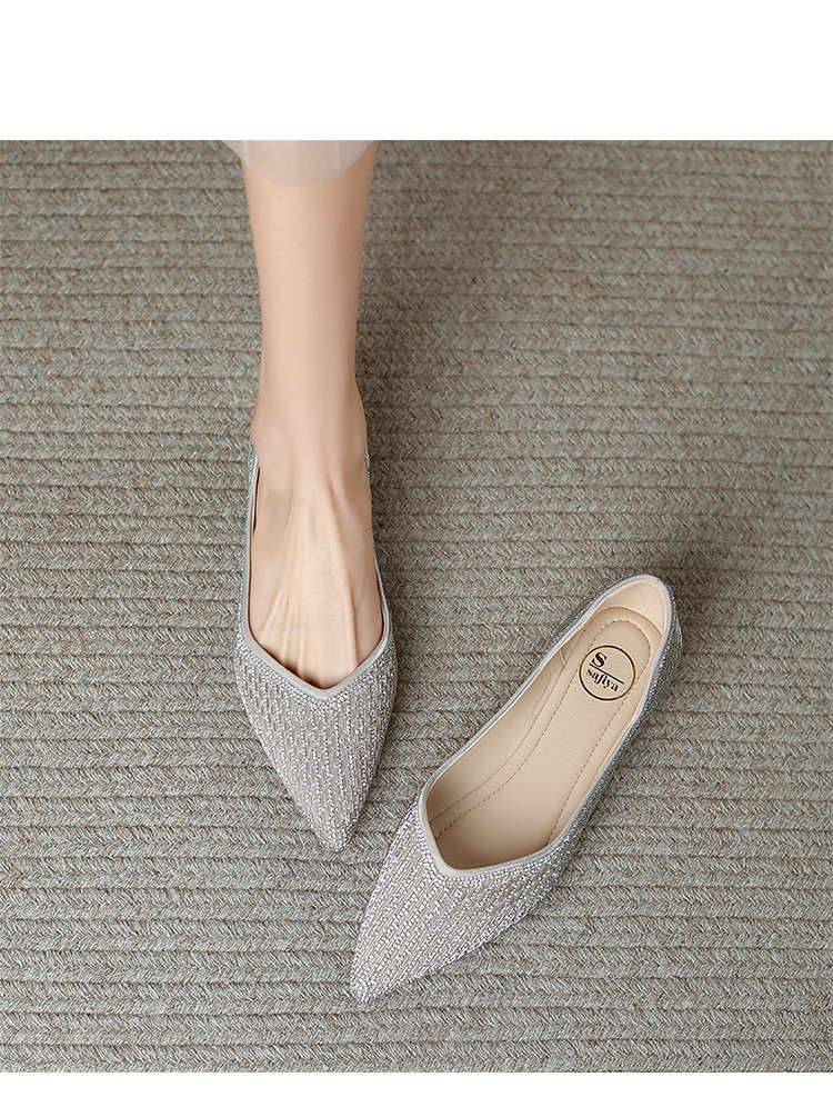 星期六旗下乐福鞋女2024新款单鞋女气质高级感水晶鞋子女鞋