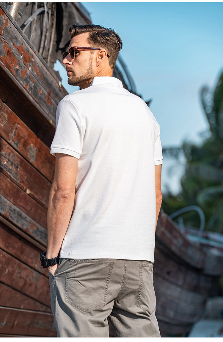 珠地棉polo衫男青年2024夏季翻领t恤刺绣上衣休闲保罗衫