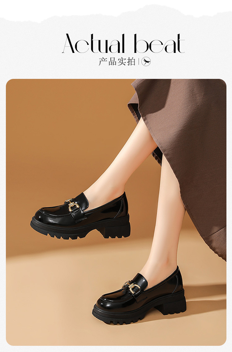 【热销爆款】红蜻蜓女鞋时尚厚底乐福鞋女一脚蹬百搭通勤单鞋女