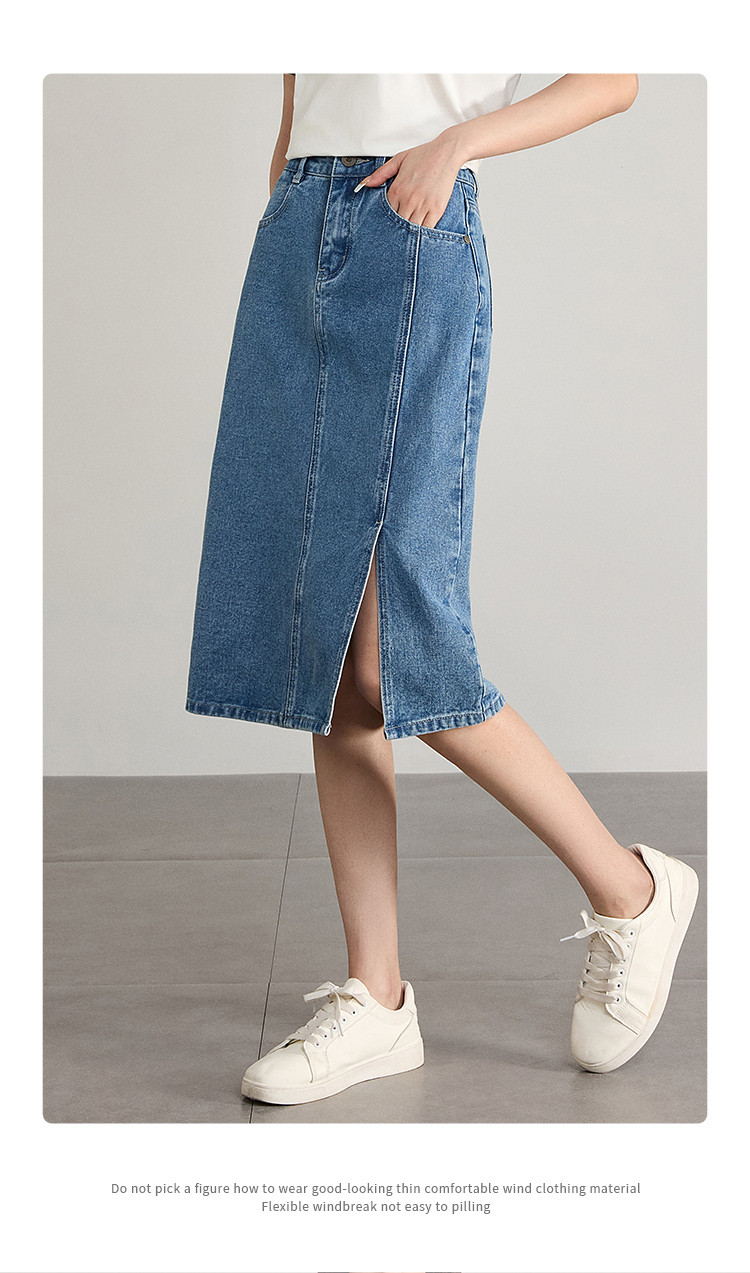 宽松显瘦a字摆牛仔半身裙女春款休闲百搭开叉半裙