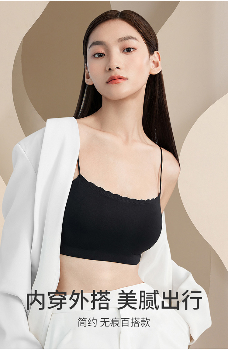 美背内衣防走光抹胸裹胸背心小吊带女四季内搭带胸垫小胸聚拢文胸
