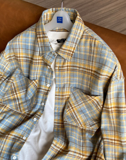 2025年春款男士衬衫长袖男士衬衣长袖格子长袖衬衫休闲上衣