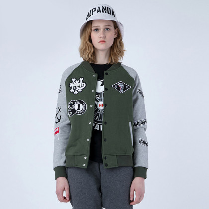 hipanda 你好熊猫 设计潮牌 女款自由者插肩袖棒球服外套