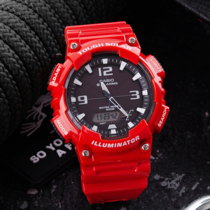 卡西欧手表男太阳能户外双显运动防水石英男士手表