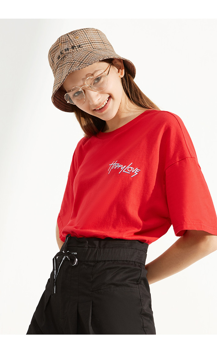 以纯线上品牌新款夏季女装上衣oversize印花短袖t恤女