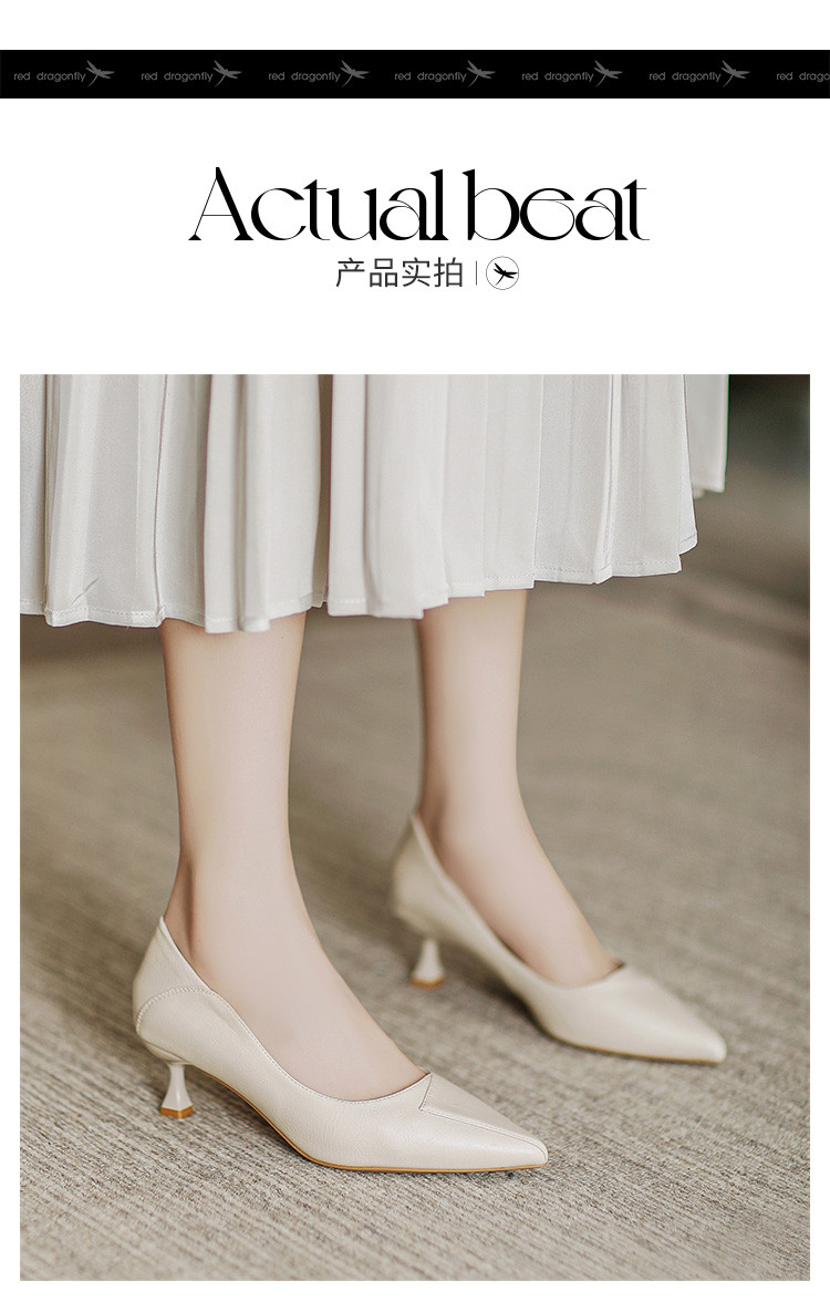 【优雅尖头】红蜻蜓女鞋时尚两穿时装鞋女高跟鞋浅口通勤单鞋女