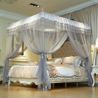 三开门加大加高落地宫廷蚊帐床帘家用大空间床帘防蚊