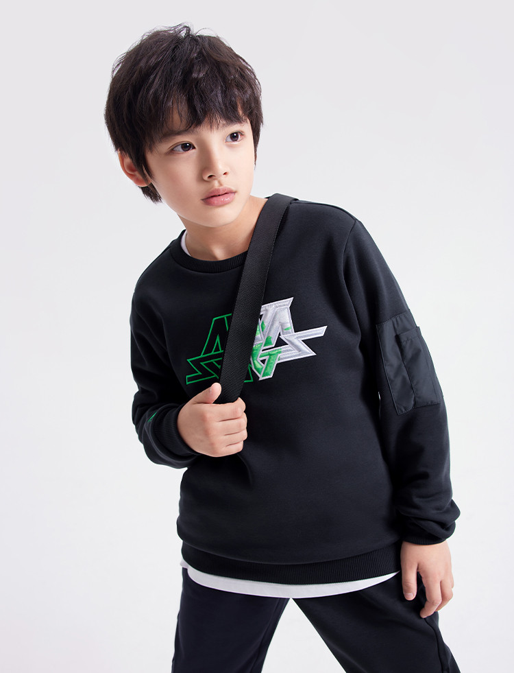 【加绒保暖】儿童秋装男童卫衣中大童套头衫运动休闲 安踏童装