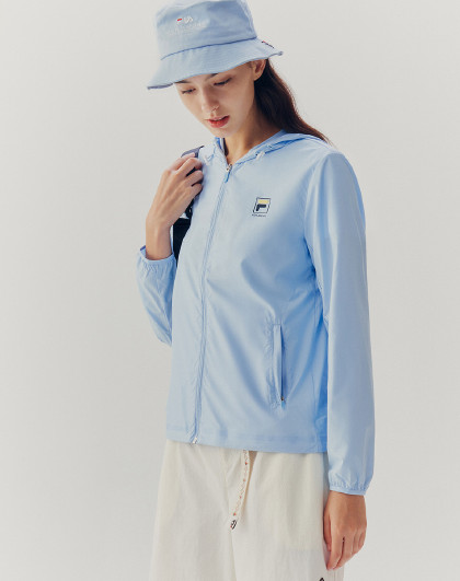 斐乐女装运动上衣大logo舒适耐磨连帽女士梭织外套女防晒衣