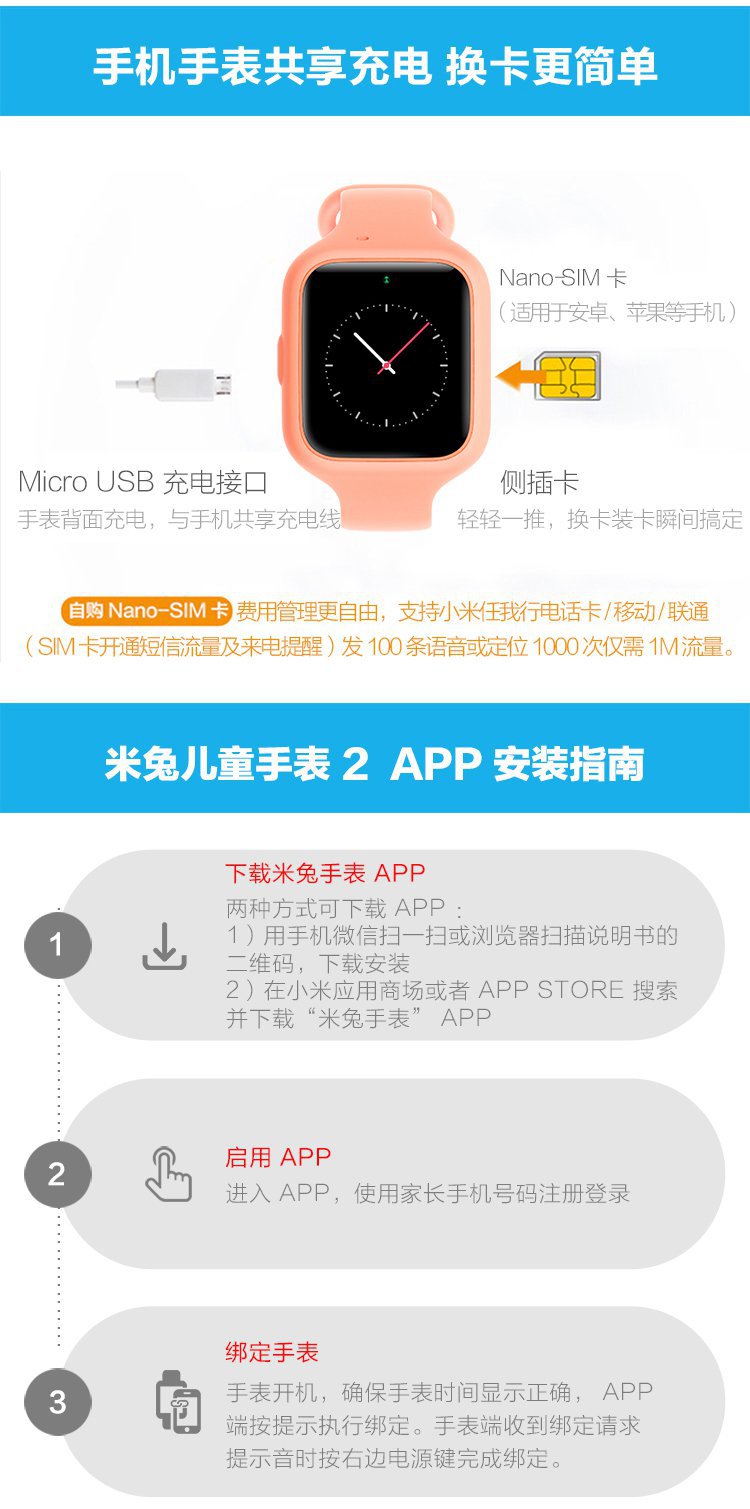 小米米兔儿童电话手表 学生智能手表gps定位防水手表电话