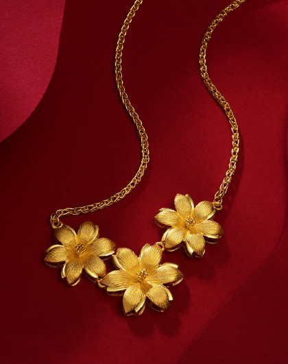 【情人节】花形足金黄金项链吊坠【多款】