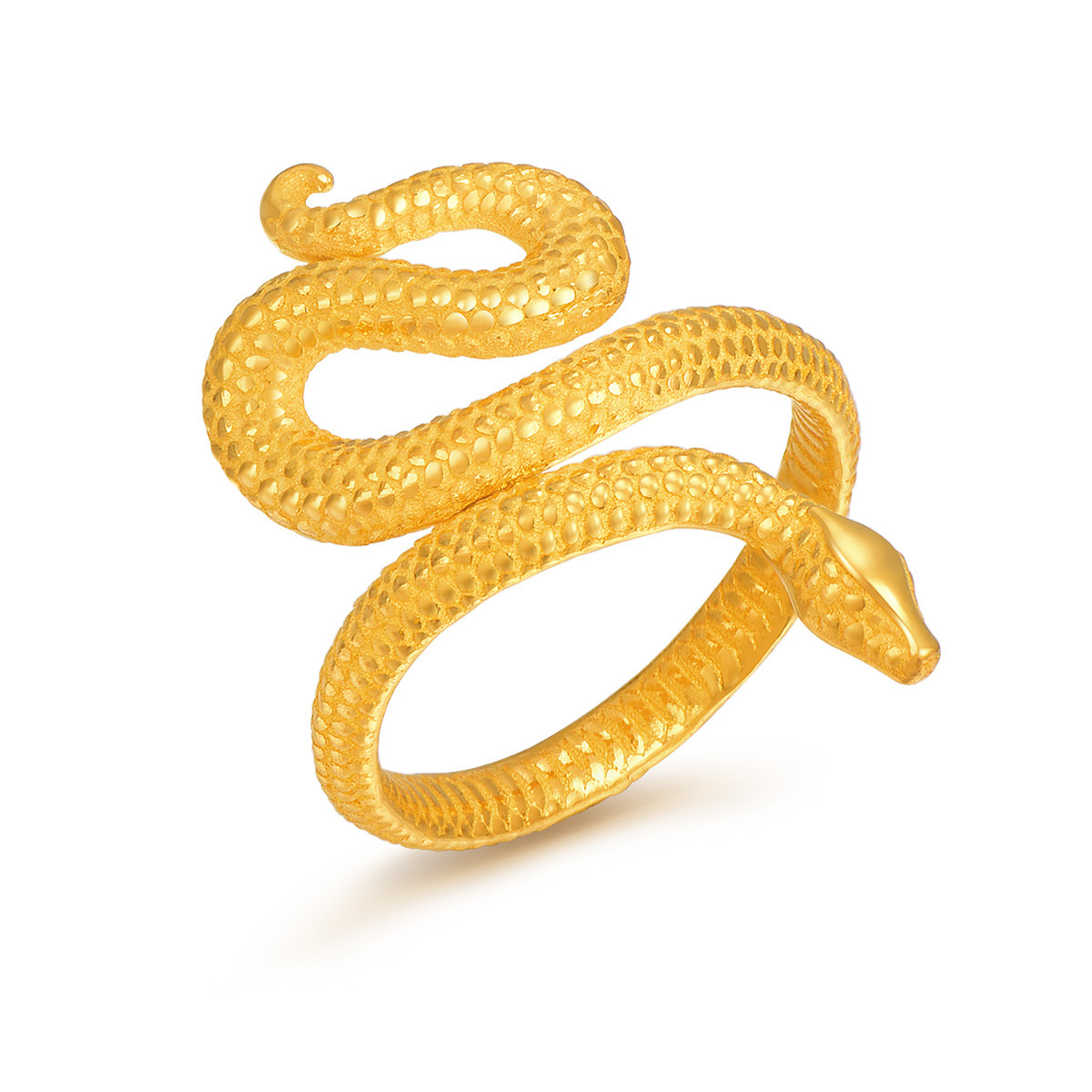 明牌珠宝黄金灵蛇系列戒指足金沙漠蛇图腾生肖蛇女士对戒