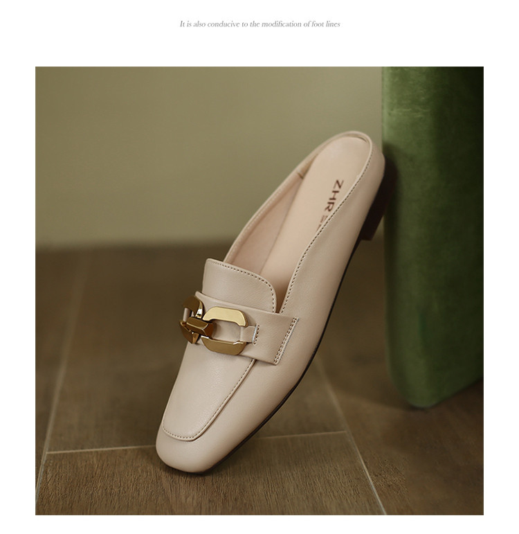 【牛剖层革】平底凉鞋女士穆勒鞋女半拖鞋女外穿凉拖鞋一脚蹬女鞋