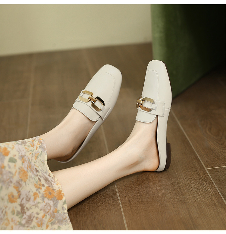 【牛剖层革】平底凉鞋女士穆勒鞋女半拖鞋女外穿凉拖鞋一脚蹬女鞋