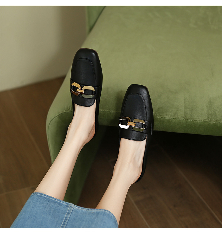 【牛剖层革】平底凉鞋女士穆勒鞋女半拖鞋女外穿凉拖鞋一脚蹬女鞋