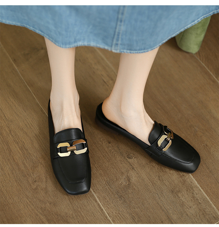 【牛剖层革】平底凉鞋女士穆勒鞋女半拖鞋女外穿凉拖鞋一脚蹬女鞋
