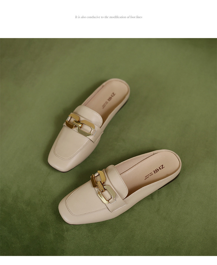 【牛剖层革】平底凉鞋女士穆勒鞋女半拖鞋女外穿凉拖鞋一脚蹬女鞋