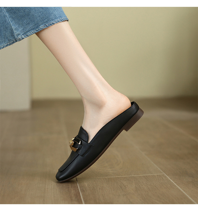 【牛剖层革】平底凉鞋女士穆勒鞋女半拖鞋女外穿凉拖鞋一脚蹬女鞋