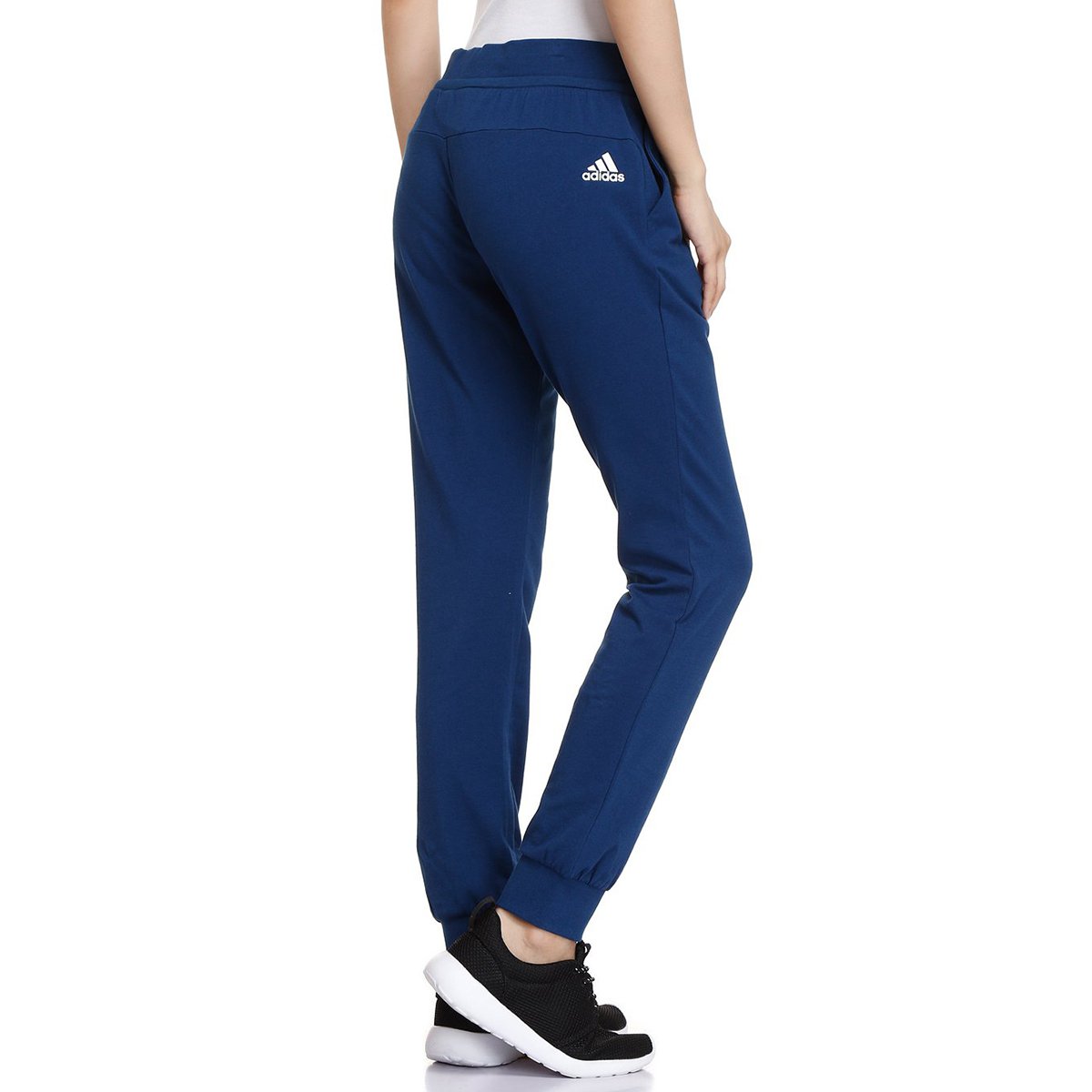 阿迪达斯adidas 棉质排汗 女款藏蓝色运动长裤