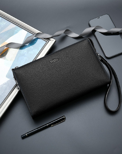 【2022年新款】男士手拿包头层牛皮时尚男款手包长款拉链钱包