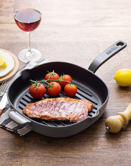 flj26a5珐琅铸铁方形煎烤锅26cm家用煎锅平底珐琅锅