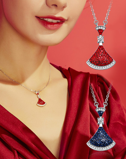 agovski 蔻斯琦 925纯银扇形项链大牌风小红裙颈链锁骨链情人节礼物