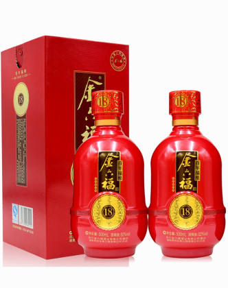 52度金六福百年福根18双瓶装500ml2