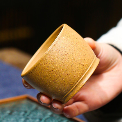 孙亚军老师黄降坡泥双线圆足紫砂茶杯水杯子主人杯紫砂杯茶具