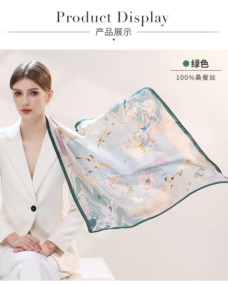100%桑蚕丝丝巾春秋女士气质优雅搭配外套真丝方巾送礼礼盒装