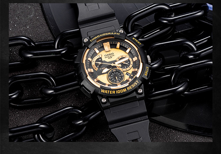 【520礼物】卡西欧手表指针系列黑金大表盘运动男表mcw-200h礼物