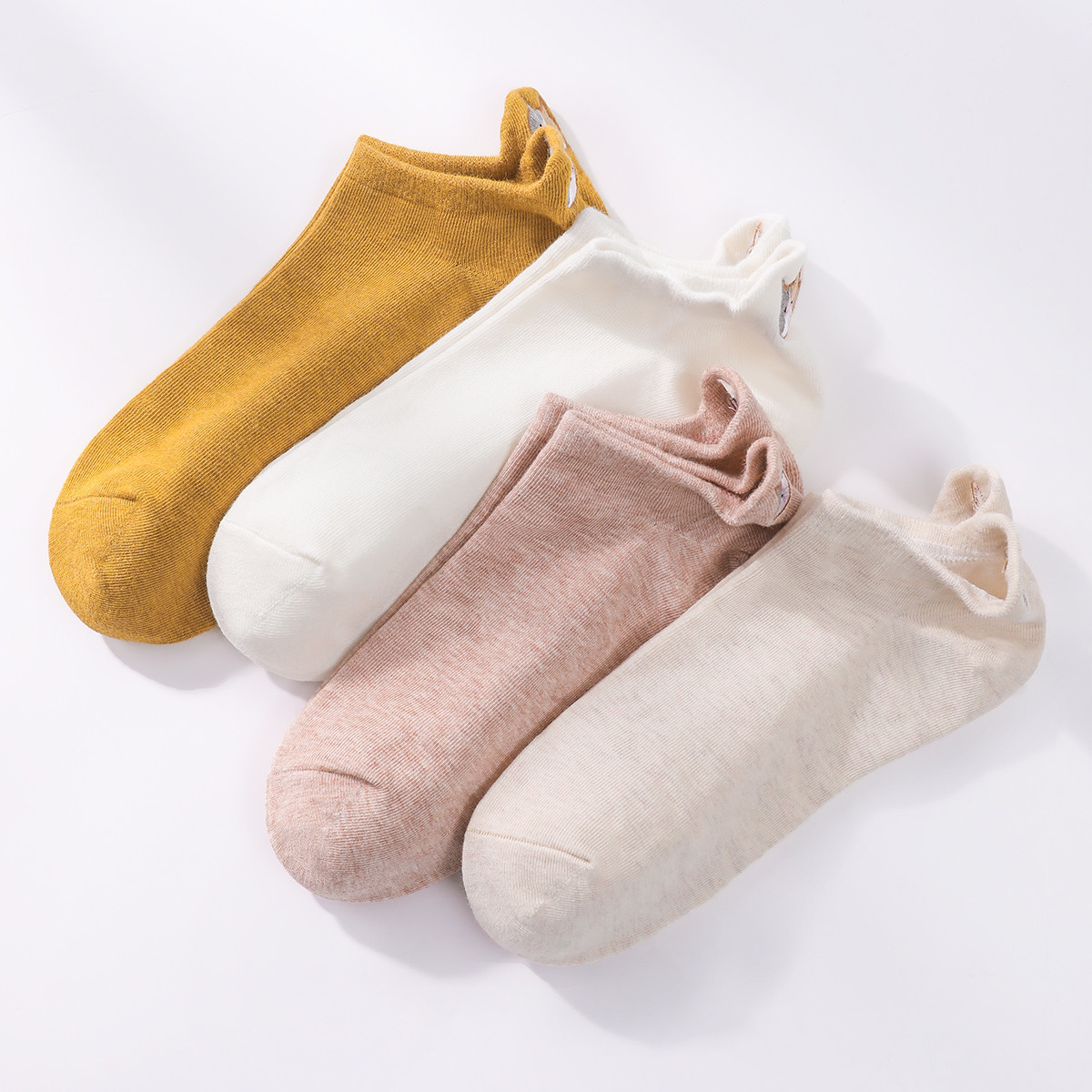 【品质优选棉】4双棉质女士日系花色纱线袜子女