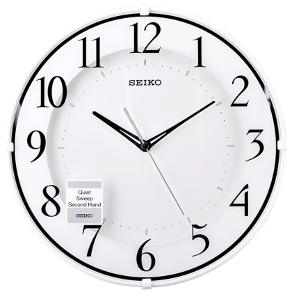 seiko精工静音简约卧室客厅现代石英挂钟qxa689w